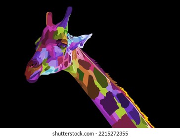 colorful giraffe head isolated on white background