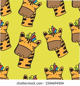 Colorful giraffe seamless pattern, vector, animal background, texture, zoo, lively