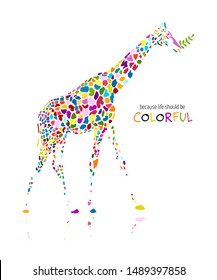 Colorful giraffe, sketch for your design