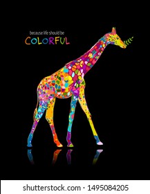 Colorful giraffe, sketch for your design