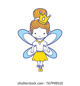 colorful girl dancing ballet with bun hair and wings