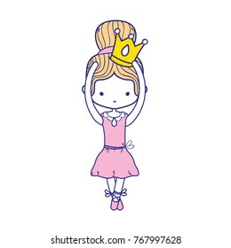 colorful girl dancing ballet with crown design