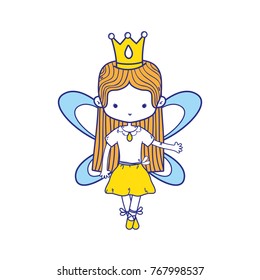 colorful girl dancing ballet with crown and straight hair