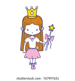 colorful girl dancing ballet with magic wand
