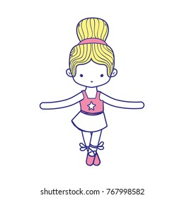 colorful girl dancing ballet with professional shoes