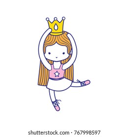 colorful girl dancing ballet with professional clothes and straight hair