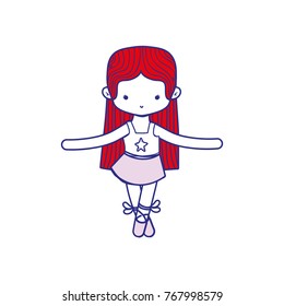 colorful girl dancing ballet with straight hair