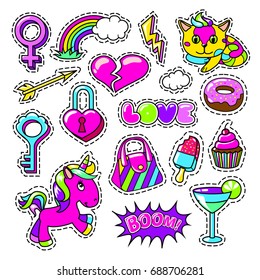 Colorful Girl Fashion Patches Set