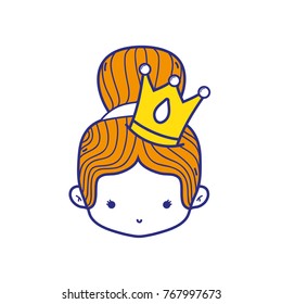 colorful girl head with crown and bun hair