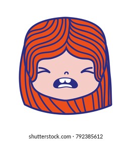 colorful girl head with hairstyle and pity face