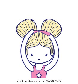colorful girl practice performance ballet with two buns hair design