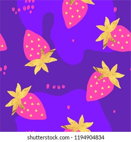 Colorful girlie pattern with strawberries.