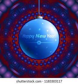 Colorful glass ball on creative and bright background. Christmas Toy. Xmas element. Holiday decoration. Color decorative object.