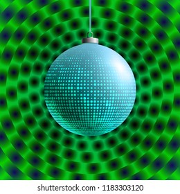 Colorful glass ball on creative and bright background. Christmas Toy. Xmas element. Holiday decoration. Color decorative object.