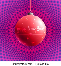 Colorful glass ball on creative and bright background. Christmas Toy. Xmas element. Holiday decoration. Color decorative object.