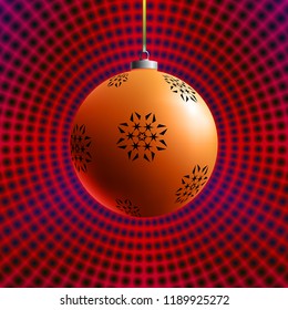 Colorful glass ball on creative and bright background. Christmas Toy. Xmas element. Holiday decoration. Color decorative object.