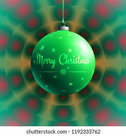 Colorful glass ball on creative and bright background. Christmas Toy. Xmas element. Holiday decoration. Color decorative object.