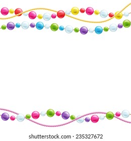 Colorful glass beads decoration background. Mardi gras pattern.