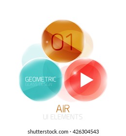 Colorful glass circles composition. Modern futuristic round elements, air abstract geometric template