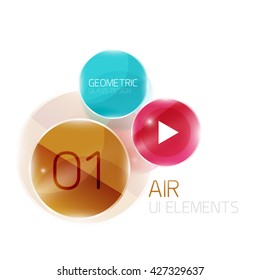 Colorful glass circles composition. Modern futuristic round elements, air abstract geometric template