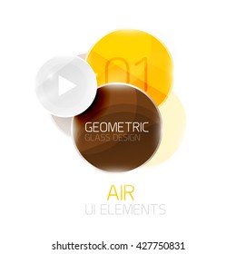Colorful glass circles composition. Modern futuristic round elements, air abstract geometric template