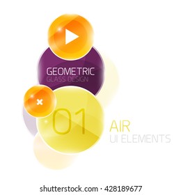Colorful glass circles composition. Modern futuristic round elements, air abstract geometric template