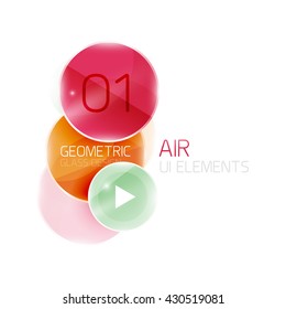 Colorful glass circles composition. Modern futuristic round elements, air abstract geometric template