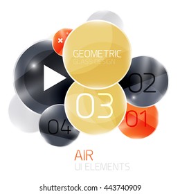 Colorful glass circles composition. Modern futuristic round elements, air abstract geometric template