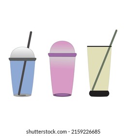 Colorful glass cocktail cups vector illustration. Mugs for beverages.