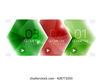 Colorful glass hexagon business infographic template, hexagon geometric web interface element