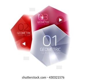 Colorful glass hexagon business infographic template, hexagon geometric web interface element
