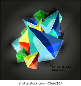Bunte Pyramiden aus Glas. Vektorgrafik-3D-Hintergrund