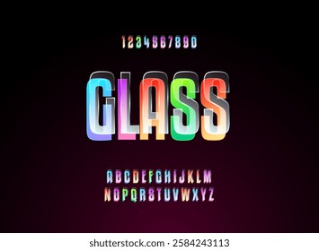 colorful glassmorphism glass modern shiny text effect alphabet