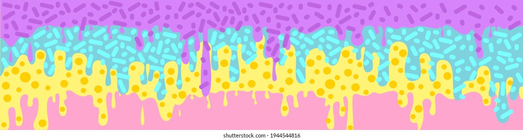 Colorful glaze for baked products. Glaze topping for donuts, cupcakes and Easter cakes. Vector Illustration