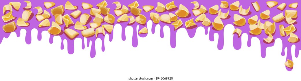 Colorful glaze for baked products. Glaze topping for donuts, cupcakes and Easter cakes. Vector Illustration