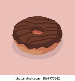 Colorful glazed donut. Donuts vector set. Beautiful hand made donut vector illustration. Donut for your design. Chocolate, blue, purple and lemon icing with powder.