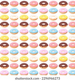Coloridas vidrieras sin costura. Pastel de cumpleaños dulce. Postre de pastelería. Para el diseño del menú, decoración de cafés, caja de reparto, textil, papel pintado, tela, decoración. Ilustración vectorial en estilo plano.