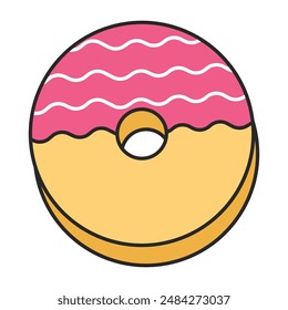 Bunte glasierte Donuts flache Illustration auf weiß.