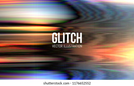 Colorful glitch background. Abstract noise effect, error signal, television technical problem. Vector illustration.