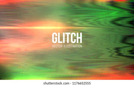 Colorful glitch background. Abstract noise effect, error signal, television technical problem. Vector illustration.