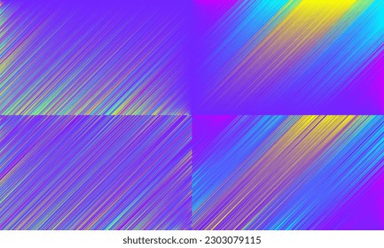 Colorful glitch background set. Optical light speed effect, gradient colors.