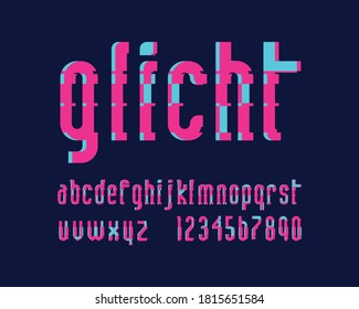 Conjunto de tipos de letra Glitch colorido en formato vector