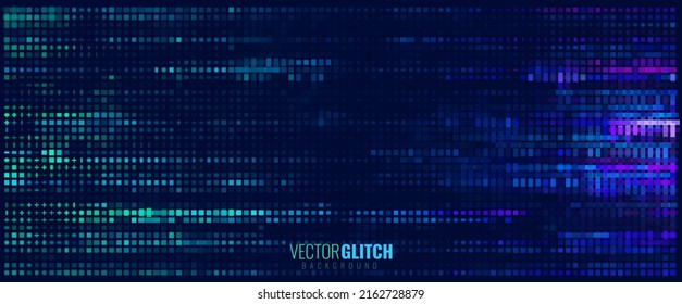 Colorful Glitch Screen Effect Background. Abstract Digital Pixel Crosses Noise Glitch Error. Overlay Texture Effect Illustration. Modern Sci-Fi Game Vector Background.