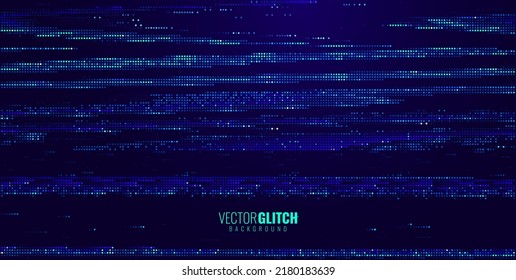 Colorful Glitch Screen Effect Background. Abstract Digital Pixel Dots Noise Glitch Error. Overlay Texture Effect Illustration. Modern Sci-Fi Game Vector Background.