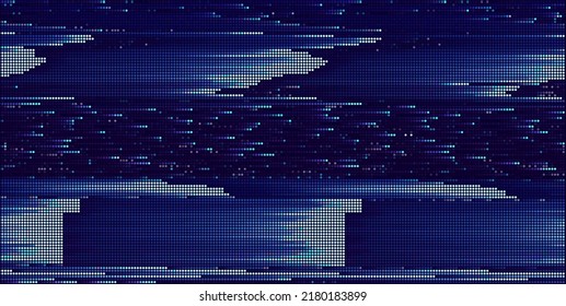 Colorful Glitch Screen Effect Background. Abstract Digital Pixel Dots Noise Glitch Error. Overlay Texture Effect Illustration. Modern Sci-Fi Game Vector Background.