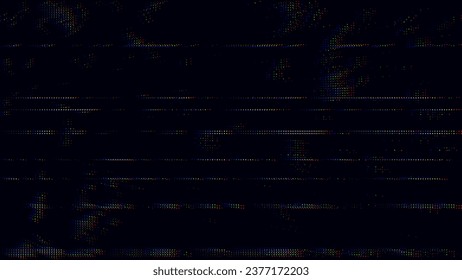 Colorful Glitch Screen Effect Background. Abstract Digital Pixel Dots Noise Glitch Error. VHS CRT Overlay Effect. Video Damage Overlay Background. Vector Illustration.