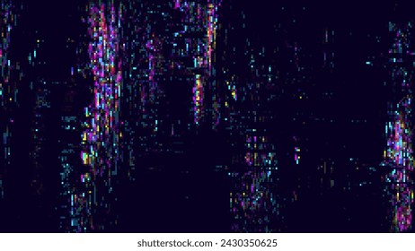 Colorful Glitch Screen Effect Background. Abstract Digital Pixel Noise Glitch Error. Broken Screen Overlay Texture. Vector Illustration.