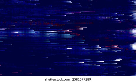 Colorful Glitch Screen Effect Background. Abstract Digital Pixel Dots Noise Glitch Error. Overlay Texture Pixel Sorting Effect Illustration. Modern Sci-Fi Game Vector Background.