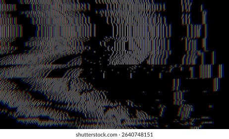 Colorful Glitch Screen Effect Background. Abstract Digital Pixel Dots Noise Glitch Error. VHS CRT Overlay Effect. Video Damage Overlay Background. Vector Illustration.