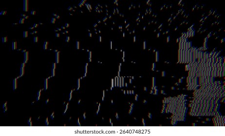 Colorful Glitch Screen Effect Background. Abstract Digital Pixel Dots Noise Glitch Error. VHS CRT Overlay Effect. Video Damage Overlay Background. Vector Illustration.